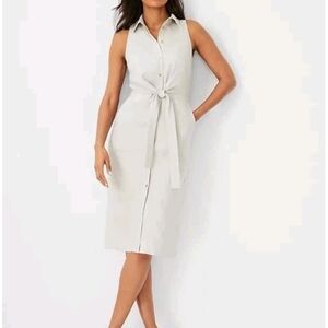 Ann Taylor-Linen Blend Collared Sleeveless Sheath Dress-Size 12